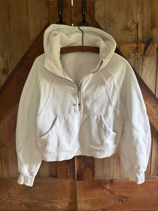 lululemon athletica Tops - lululemon athletica White Half-Zip Hooded Sweatshirt